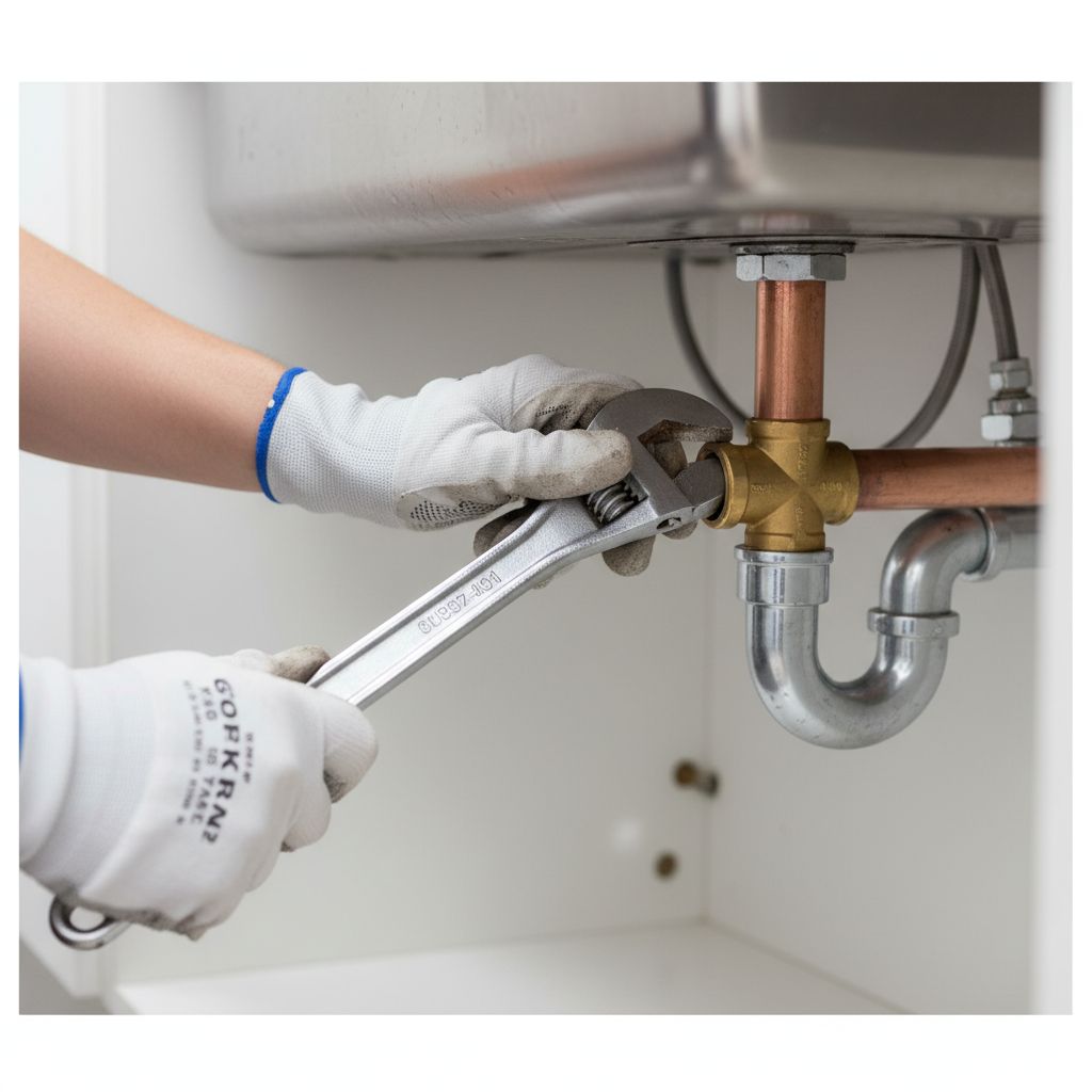 Gas fitter servicing a heater